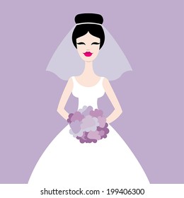 Beautiful bride. Wedding vector illustration