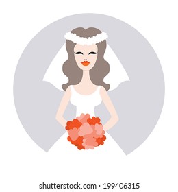 Beautiful bride. Wedding vector illustration