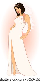Beautiful bride in white dress. Vector