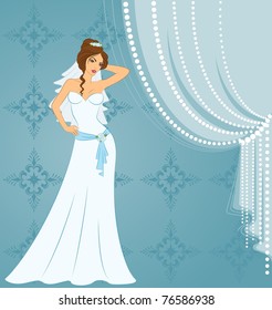 Beautiful Bride White Dress Vector Stock Vector Royalty Free Shutterstock