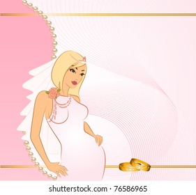 Beautiful bride in white dress. Vector