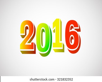 Beautiful bright 2016 number design of  new year 2016 on white background. Colorful rainbow number: red, orange, yellow, green. Vector illustration eps 10.
