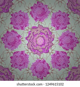 Beautiful bright abstract decorative red, violet and pink flowers. Floral seamless texture. Vector illustration. Elements to create design patterns, ornament, backgrounds, wallpaper, textiles.
