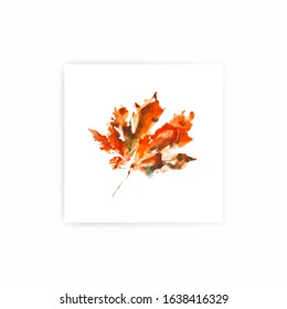 Beautiful bright autumn leaf. Watercolor autumn leaf. Vector nature sign