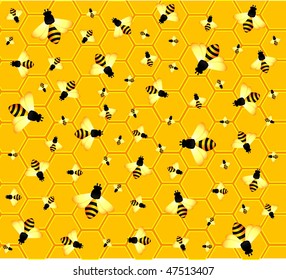 beautiful bright background with funny bees