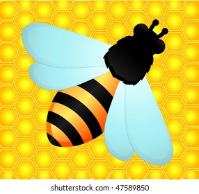 beautiful bright background with funny bees