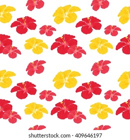 beautiful and bright background on the theme of tropics with hibiscus.