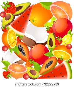 Beautiful bright background from tropical exotic fruit