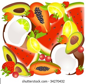 Beautiful bright background from tropical exotic fruit