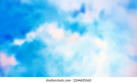 Beautiful Bright Blue Sky Watercolor Smudge Painting