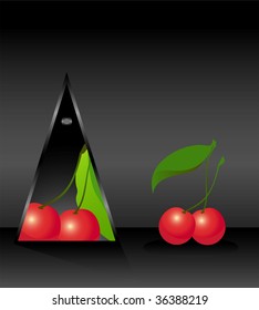 Beautiful bright cards with the image of cherry