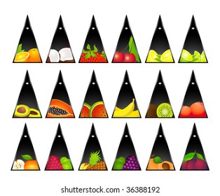Beautiful bright cards with the image of tropical fruit