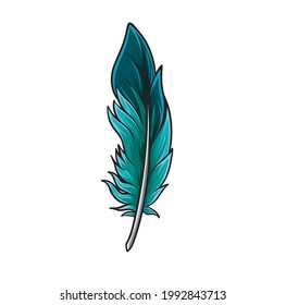 beautiful bright cartoon feather isolated on white background illustration