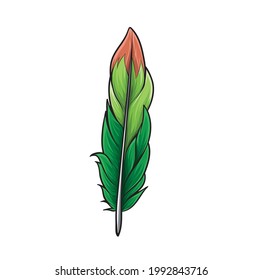 beautiful bright cartoon feather isolated on white background illustration