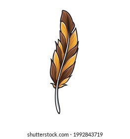 beautiful bright cartoon feather isolated on white background illustration