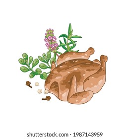 beautiful bright color cartoon food illustration on background