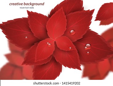 Beautiful bright creative background with leaves and space for text. Design for advertising, brochures, flyers, modern promotion. Vector illustration