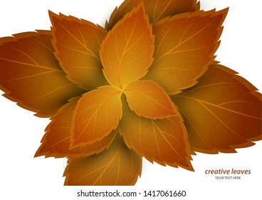 Beautiful bright creative background with leaves and space for text. Design for advertising, brochures, flyers, modern promotion. Vector illustration