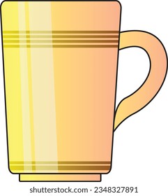 A beautiful and bright designed isolated yellow cup vector on white background