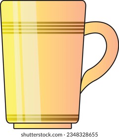 A beautiful and bright designed isolated yellow cup vector on white background