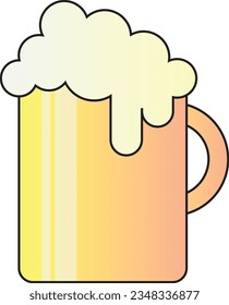 Un hermoso y brillante y aislado vector de cerveza de taza amarilla en fondo blanco