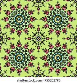 Beautiful bright ethnic pattern. Vector seamless pattern.