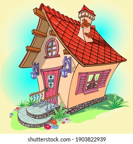 Beautiful bright fairy house. Vector illustration