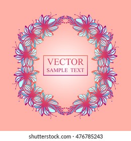 Beautiful bright floral frame, background. Vector illustration