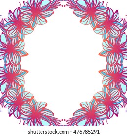 Beautiful bright floral frame, background. Vector illustration