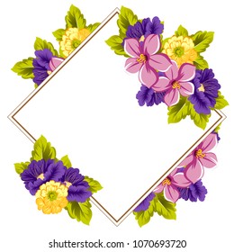 beautiful bright floral frame. For your design of postcards, wedding invitations, birthday party, Valentine's day and more. Vector illustration.