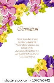 beautiful bright floral frame. For your design of postcards, wedding invitations, birthday party, Valentine's day and more. Vector illustration.