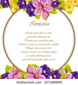 beautiful bright floral frame. For your design of postcards, wedding invitations, birthday party, Valentine's day and more. Vector illustration.