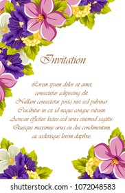 beautiful bright floral frame. For your design of postcards, wedding invitations, birthday party, Valentine's day and more. Vector illustration.