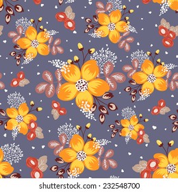 Beautiful and bright floral vector seamless pattern