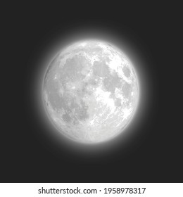 Beautiful bright full moon on a dark background.