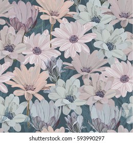 beautiful, bright, gentle, seamless pattern with summer flowers daisies. Eco trend pattern for textiles and prints, and printing.