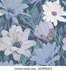 beautiful, bright, gentle, seamless pattern with summer flowers daisies. Eco trend pattern for textiles and prints, and printing.