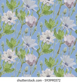 beautiful, bright, gentle, seamless pattern with summer flowers daisies. Eco trend pattern for textiles and prints, and printing.