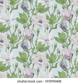 beautiful, bright, gentle, seamless pattern with summer flowers daisies. Eco trend pattern for textiles and prints, and printing.