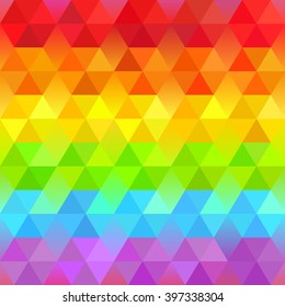 Beautiful Bright Geometric Background  with Rainbow Stripes. Vector Faceted Pattern. Vibrant Spectrum Polygonal Texture.