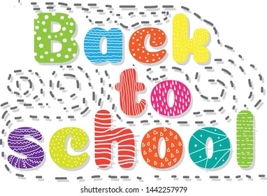 beautiful bright graphic background with text pattern back to school on white background