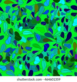 Beautiful bright green color autumn leaf fall seamless pattern.