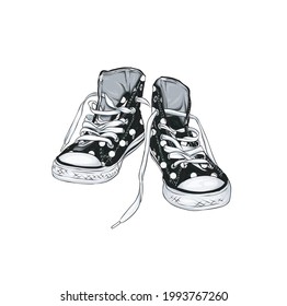 beautiful bright hand drawn illustration of a pair of fashion sneakers