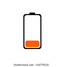 beautiful and bright icon of the device that will soon run out of red,vertical orange charger Icon