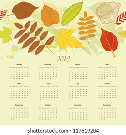 Beautiful bright leaf calender of new year vector eps 8