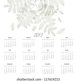 Beautiful bright leaf calender of new year vector eps 8
