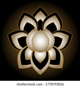 Beautiful bright lotus flower on black background, vector