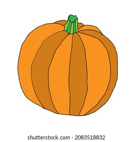 A Beautiful bright orange pumpkin for holiday halloween isolated on a white background