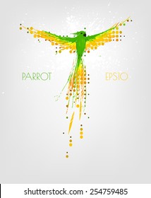Beautiful bright parrot. Modern illustration.