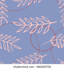 Beautiful bright pattern with tropical leaves and branches. Exotic plants in a bright seamless pattern. Vector illustration.